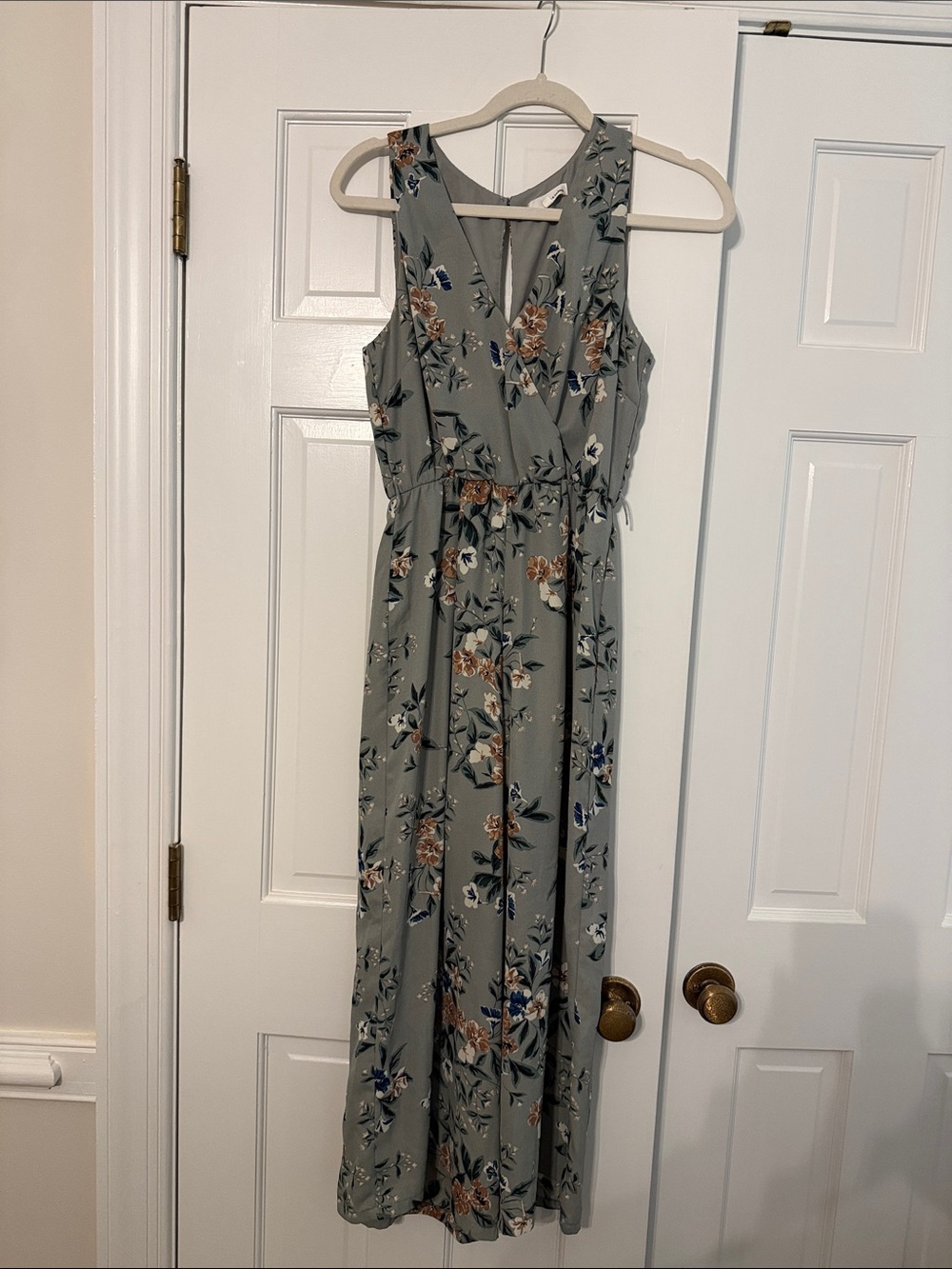 june & hudson Sage Green Floral Sleeveless Jumpsuit